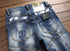 Newest Men's Ripped Patchwork Jeans Mid Waisted Straight Pants